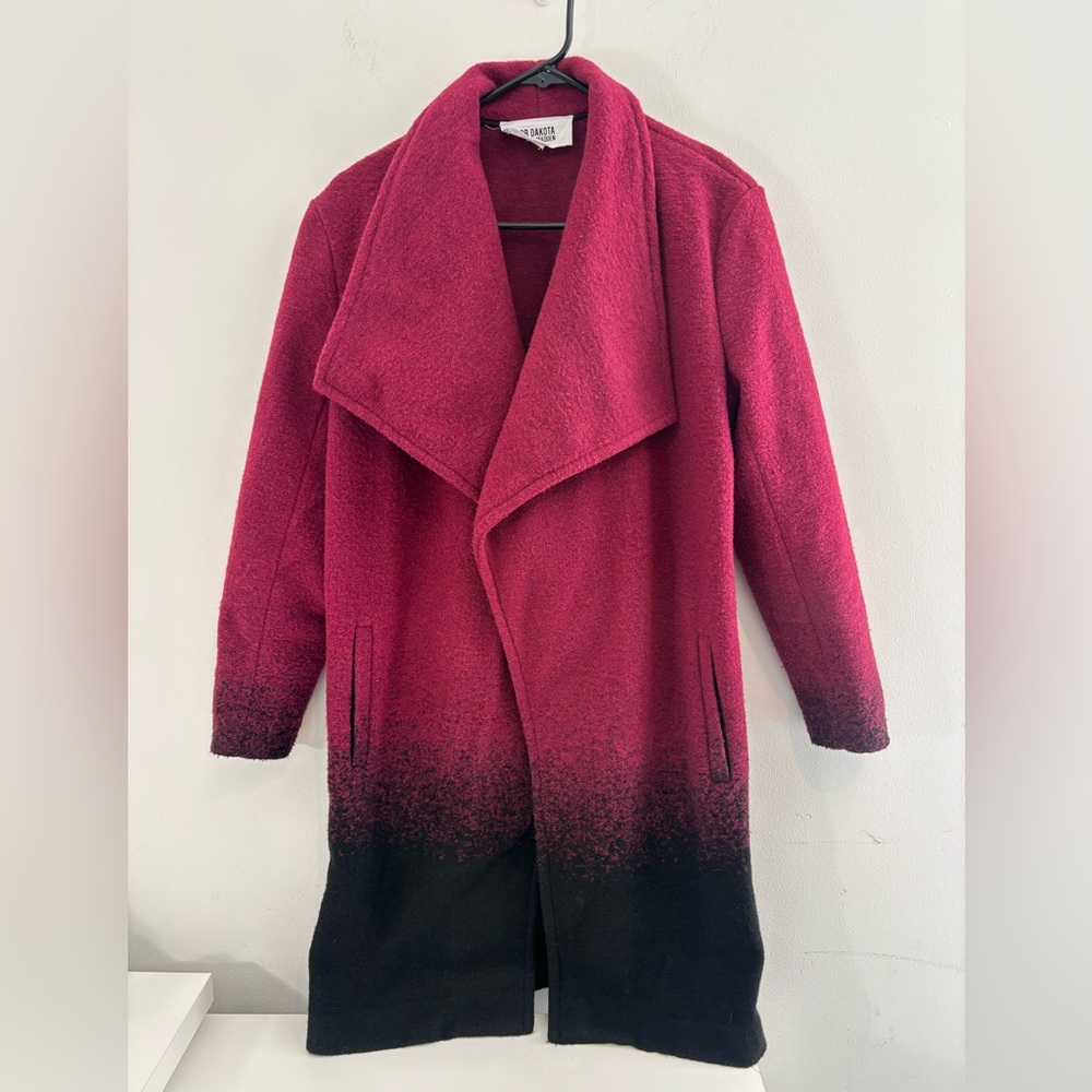 BB Dakota Steve Madden Women Small Ombre My Way OpenFront Jacket Coat Beet/Black